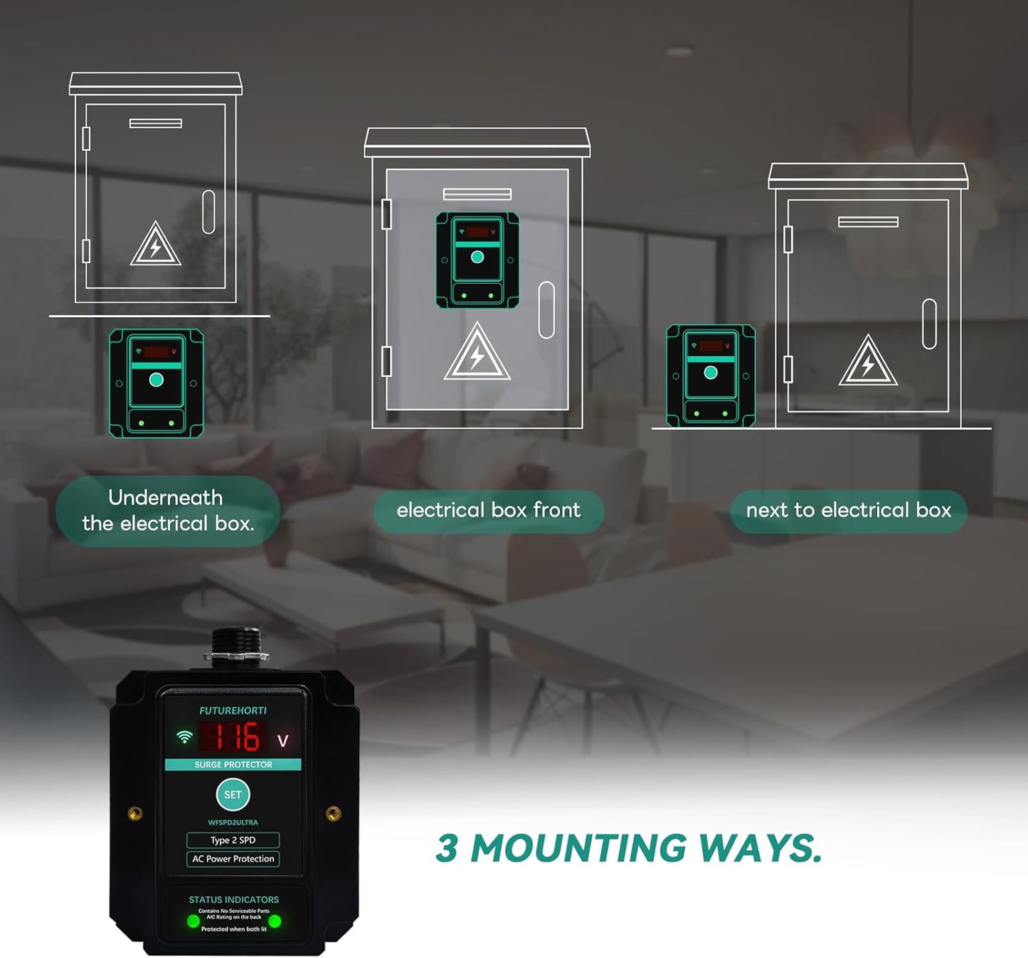 WFSPD2ULTRA Ultimate Surge Protector,Use WiFi to Check Surge Times Logger,Voltage Display,120/240V,108kA/Phase,2820 Joul