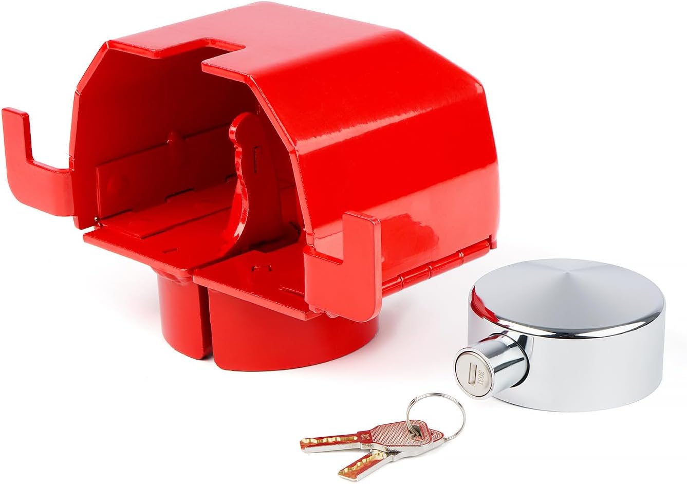 Red Anti-Theft, Heavy-Duty Steel Trailer Hitch Lock for 
2 5/16-Inch Coupler
