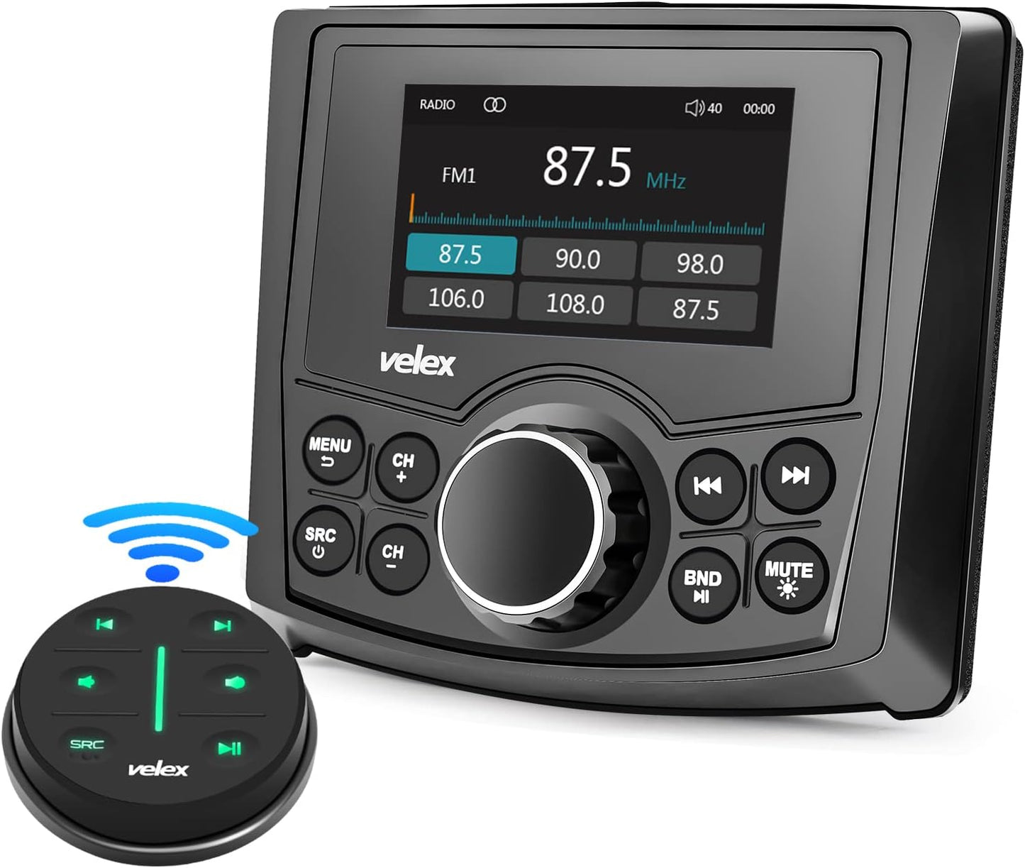 Marine Bluetooth Radio  Waterproof Media Player with Wireless Remote - Marine Stereo 4 x 45W for Boat, Golf Cart, UTV, Spa
