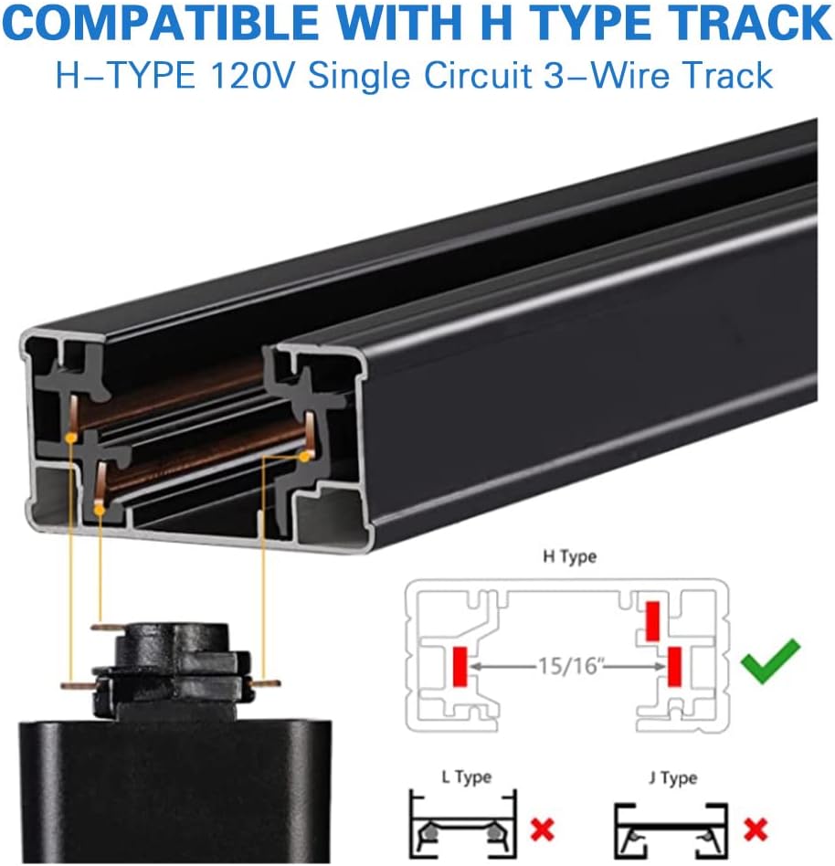 EAGLOD 10W H Track Light Heads,CRI90+ Adjustable LED Track Light Fixtures for Accent Retail Artwork, Linear Track Light H Type -3000K Warm White 120V