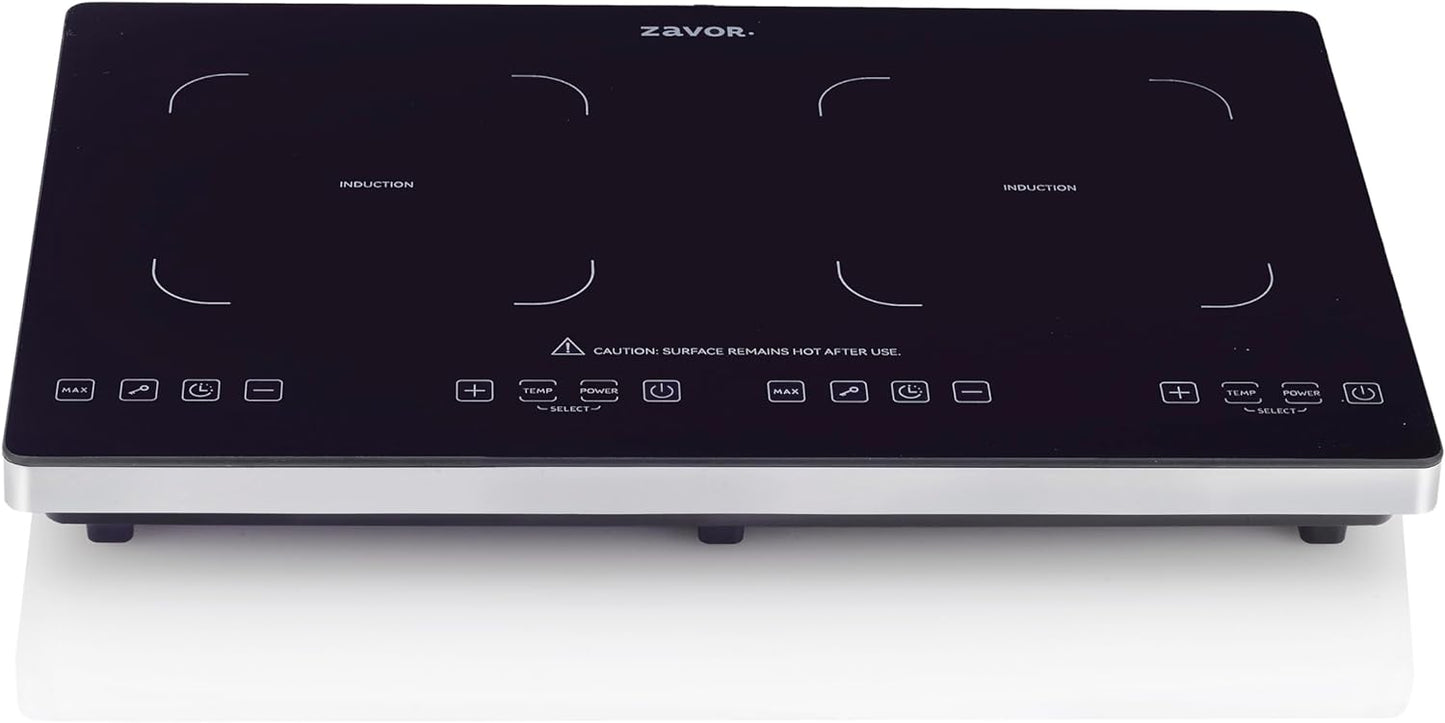 Zavor G2 Dual Burner Induction Cooktop, Electric Burners for Cooking with Speed & Efficiency, Electric Cooktop with Individual Touch Controls and 9 Power Levels