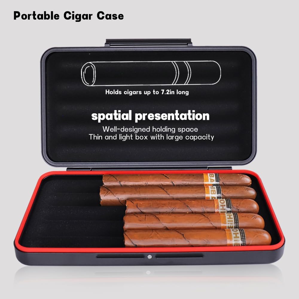 Portable Cigar Humidor Business Waterproof Travel Cigar Box Aluminum Alloy Sealed Moisture Resistant Cigar Case