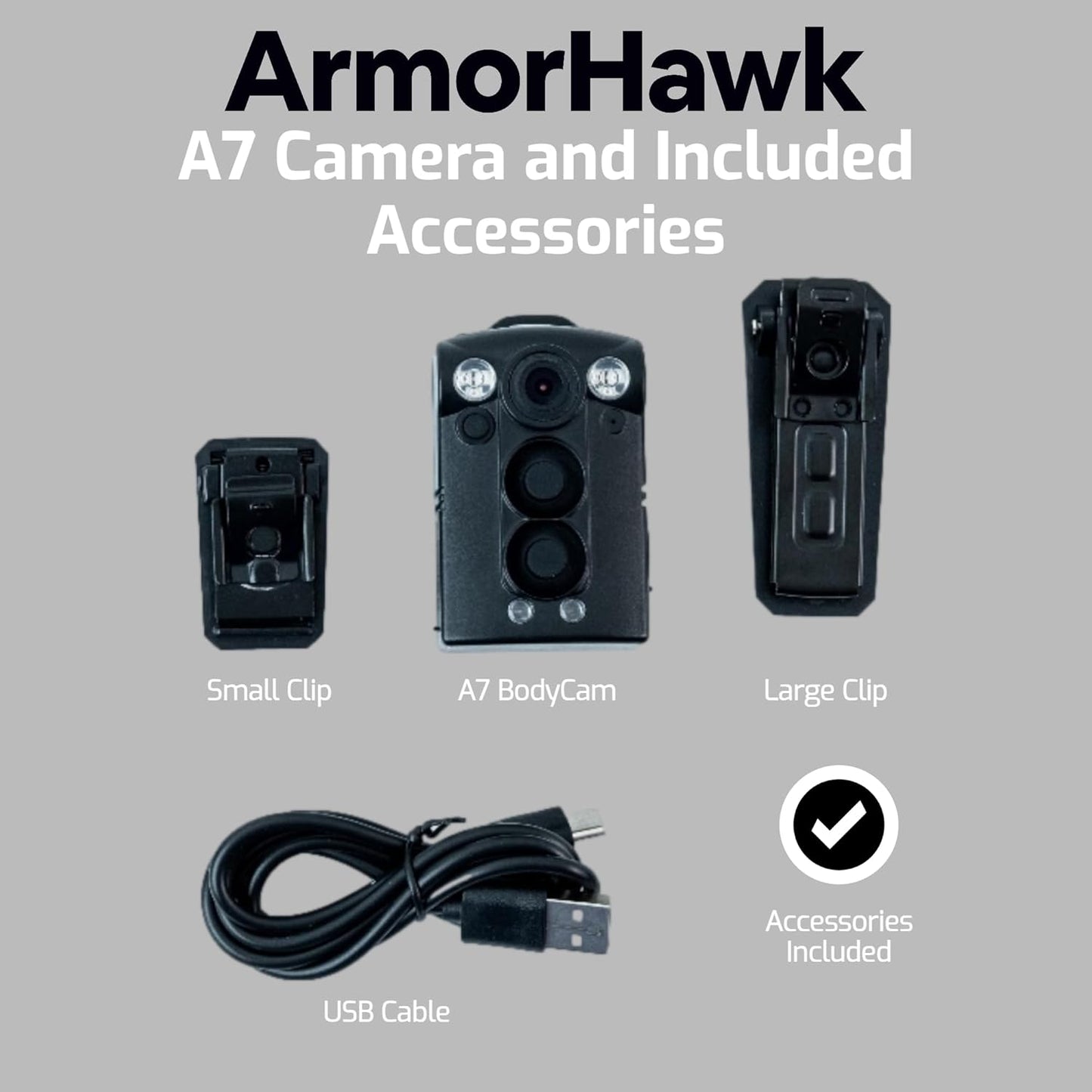 ARMORHAWK WiFi Body Camera with HD 2K Video Audio Recording - Body Worn Cam with 160 Wide View Lens, Night Vision | Smartphone Control, App Required C