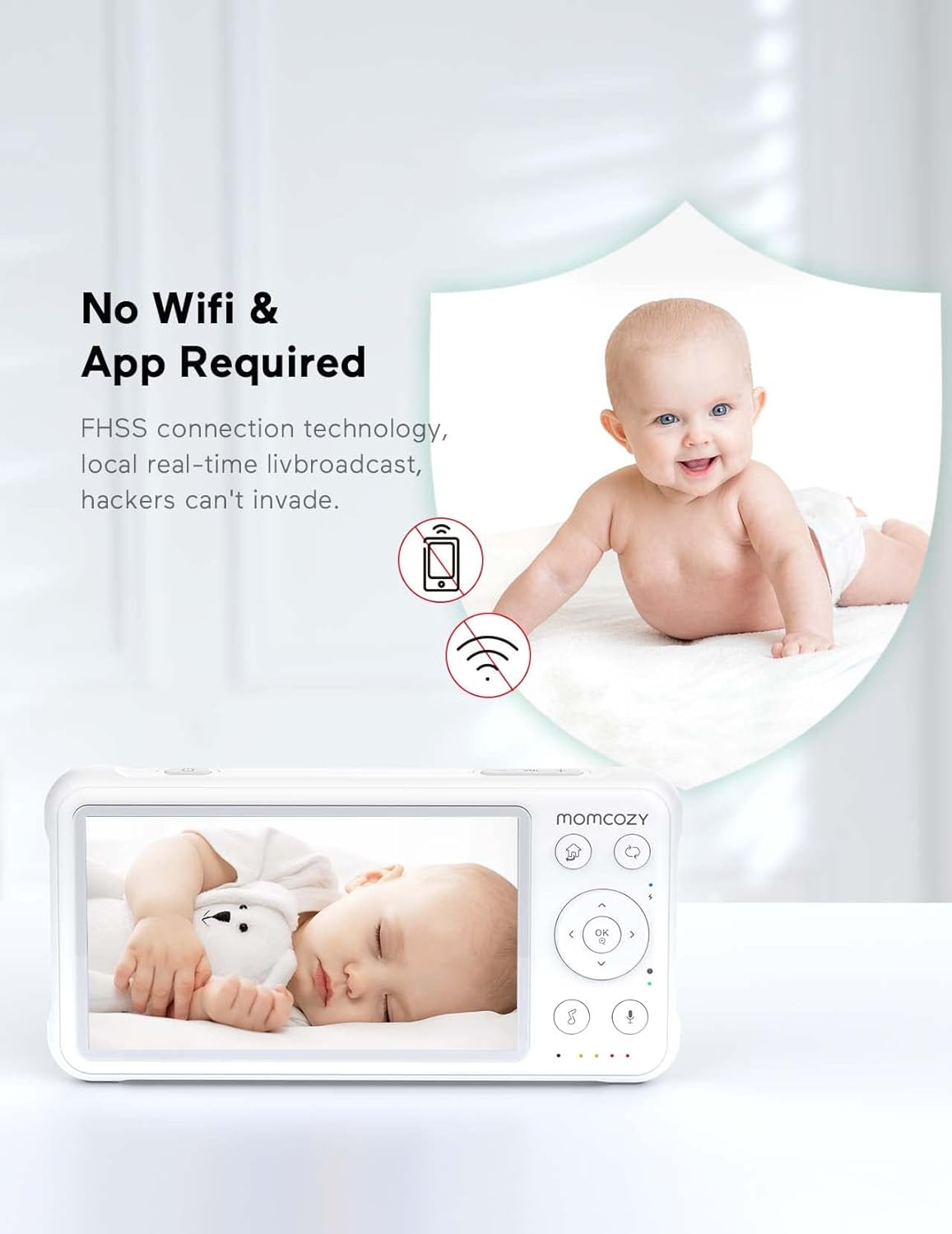 Video Baby Monitor with Camera and Audio 5" 1080P Display 5000mAh Battery Baby Camera Monitor No WiFi Remote Pan-Tilt-Zoom, Infrared Night Vision, 2-Way Talk and Lullaby Player