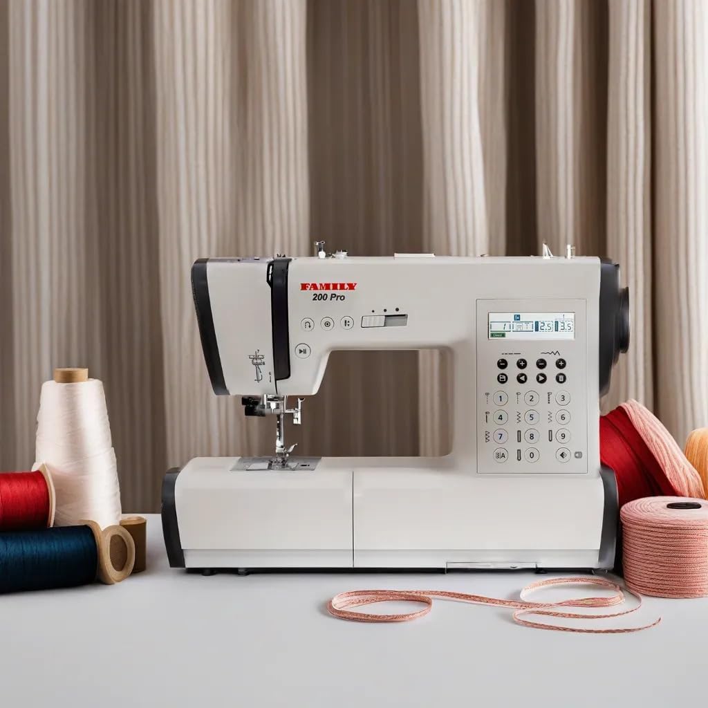 FAMILY 200 PRO|Computerized Heavy Duty Sewing Machine with Top Loading Bobbin (Horizontal Rotary Hook), 203 Stitch Applica