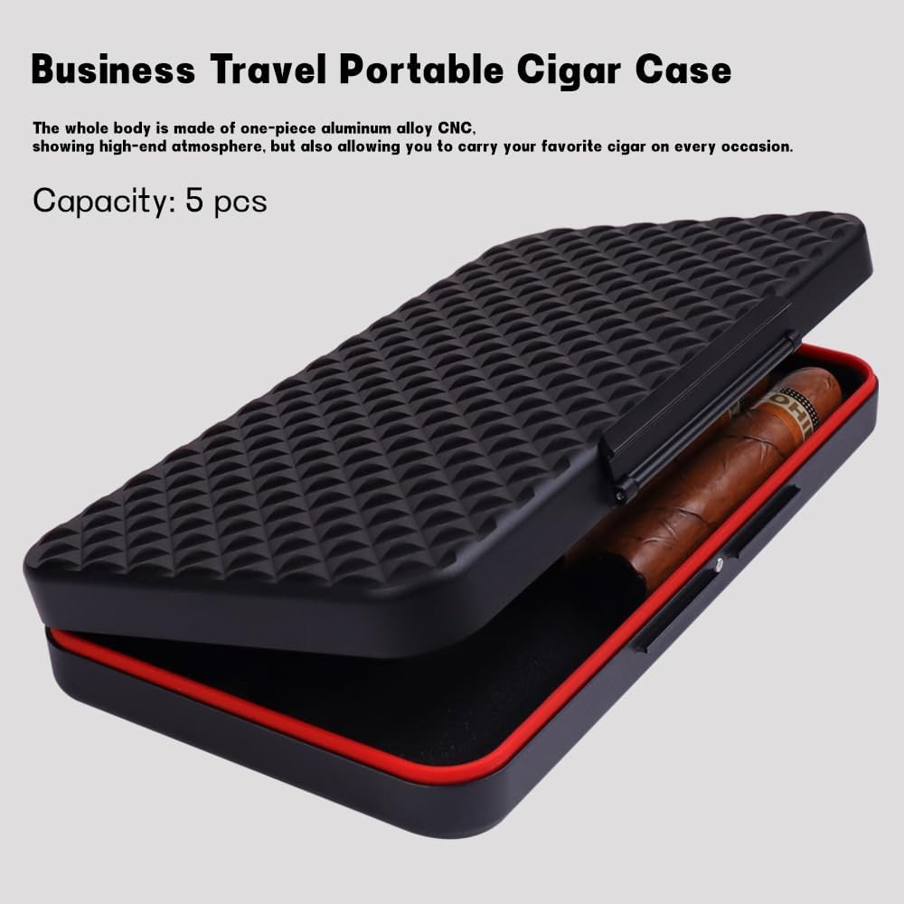 Portable Cigar Humidor Business Waterproof Travel Cigar Box Aluminum Alloy Sealed Moisture Resistant Cigar Case