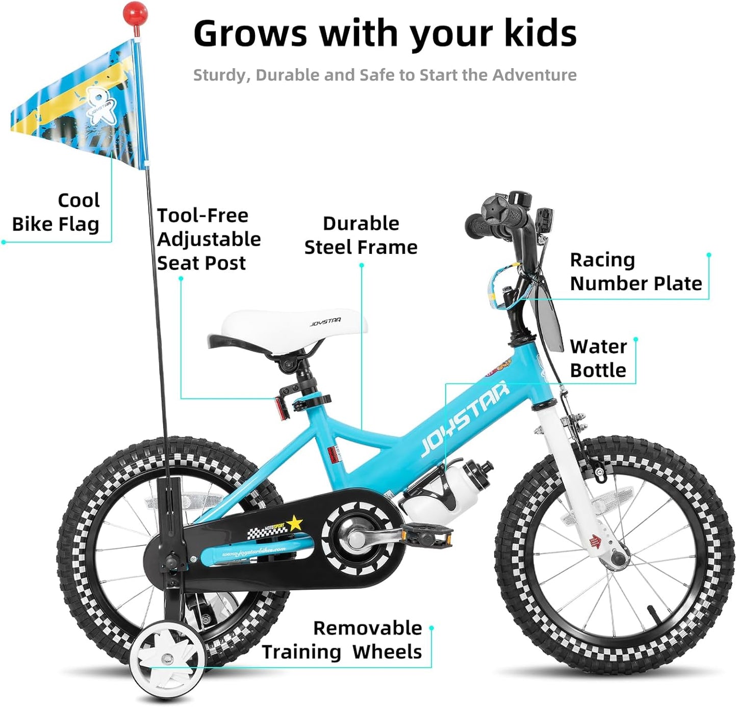 JOYSTAR Kids Bike for Girls Boys Ages 2-12 Years, 12 14 16 20 Inch Kids Bicycle with Training Wheels, Girls Bike with Doll Bike Seat, Boys Bike with