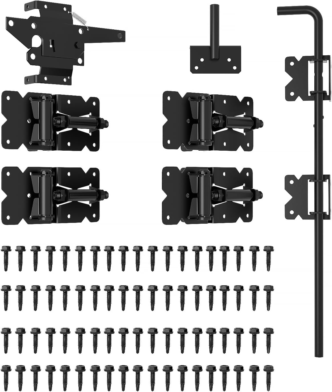 SANKEYTEW Self Closing Fence Gate Hinges, Latch, 24.01&#34; Drop Rod - Easy to Install, Black Plastic Spraying - Extra-Thick Rod for Wood, Vinyl, Garden, Fence Gates - Safe, Secure, Sturdy, Durable(ZTWJ)