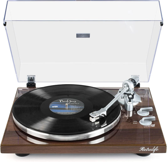 Turntables Belt-Drive Record Player with Wireless Output Connectivity, Vinyl Player Support 33&45 RPM Speed Phon