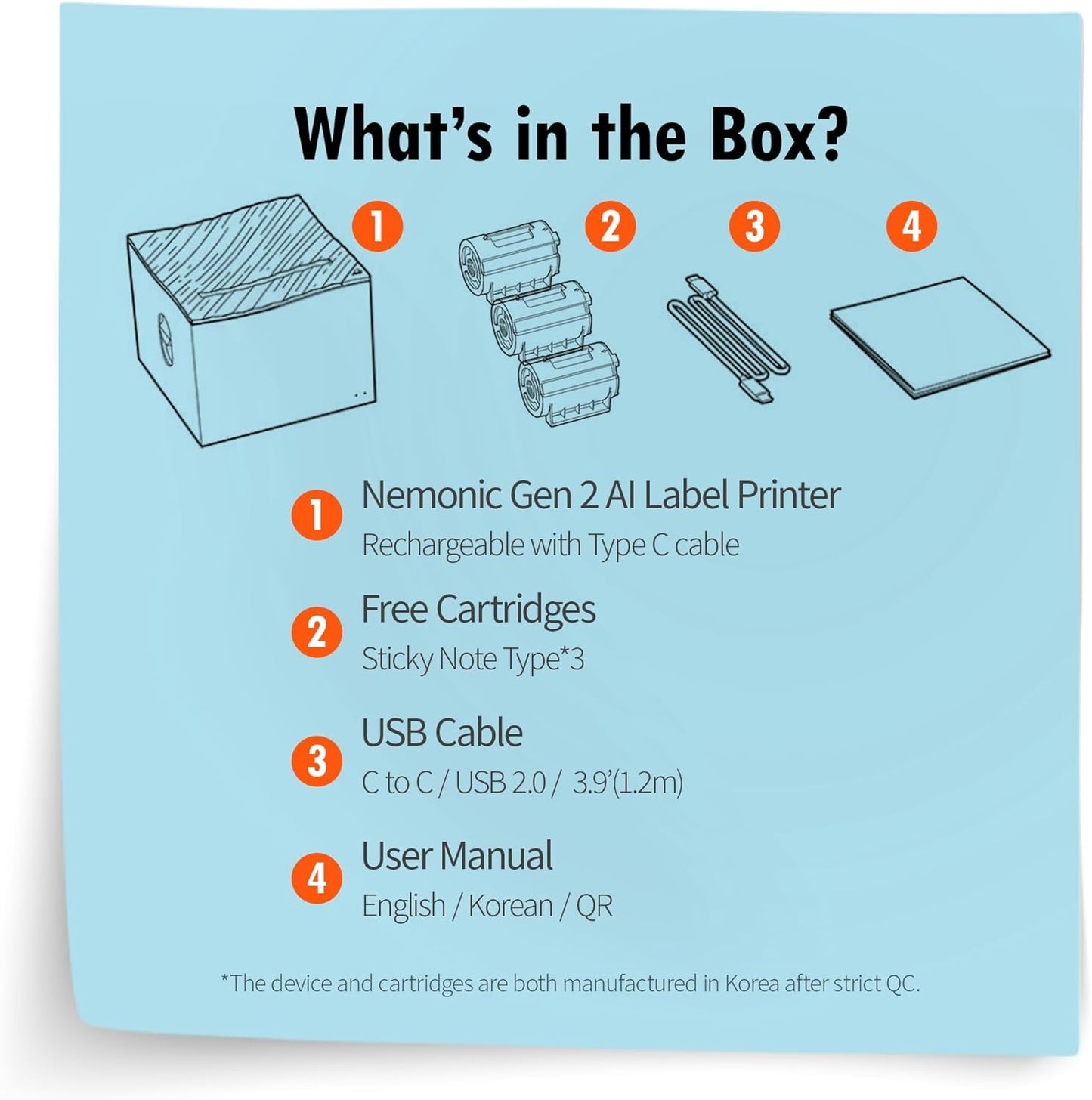 MANGOSLAB Nemonic AI Label Printer | Inkless Bluetooth Thermal Label Printer for Small Business | Portable Wireless Printer & Durable Shipping Label