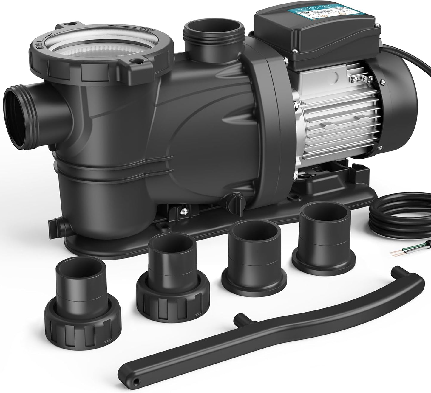 2 HP Pool Pump, 8120GPH, 220V, 2 Interfaces, Powerful In/Above Ground Self Primming Swimming Pool Pumps with Filter Basket