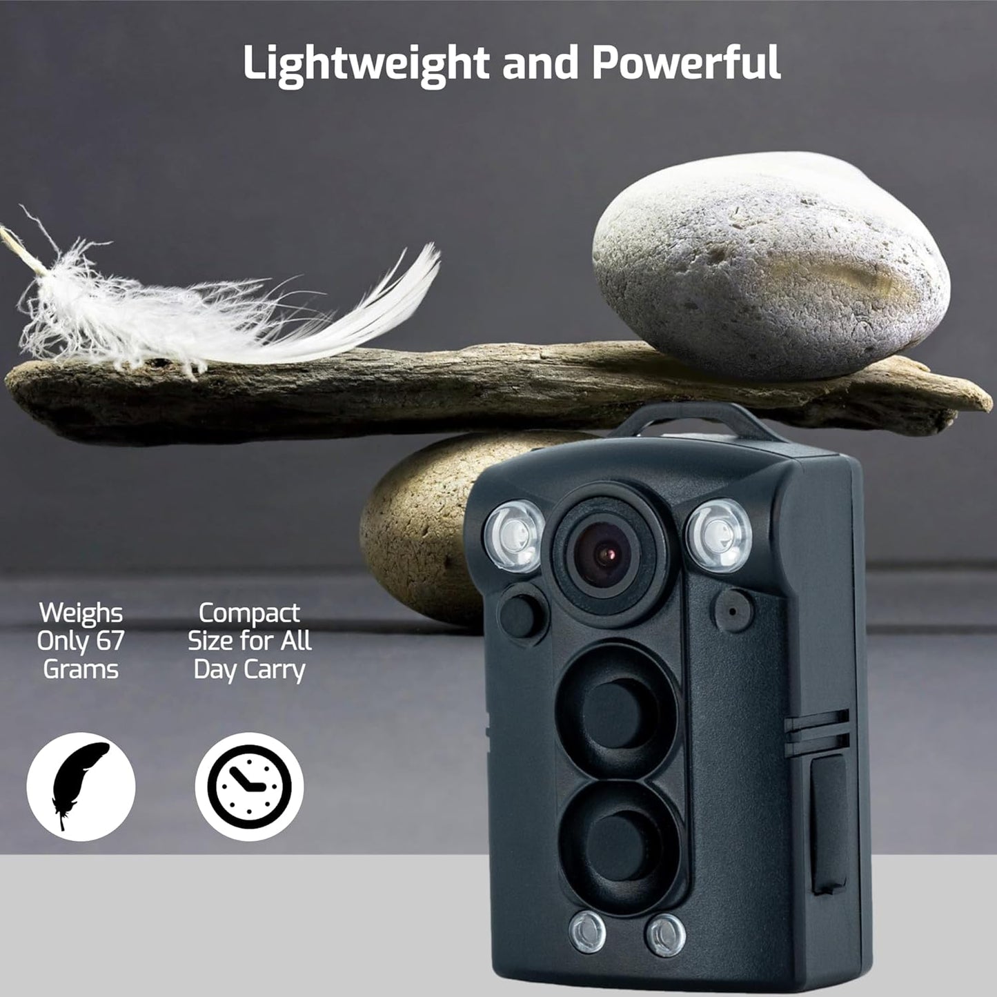 ARMORHAWK WiFi Body Camera with HD 2K Video Audio Recording - Body Worn Cam with 160 Wide View Lens, Night Vision | Smartphone Control, App Required C