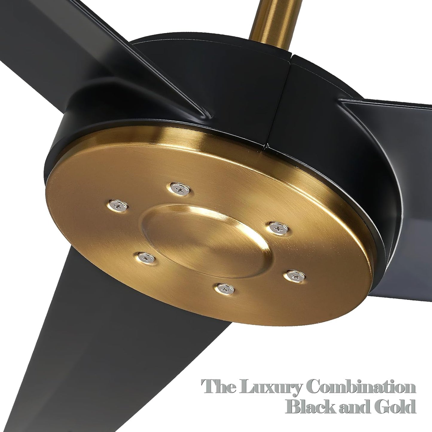 LEEAGLEGRY 52 Inch Ceiling Fan No Light, Black Ceiling Fan Without Light, Modern Gold Brass Copper Fans with Remote DC Motor Reversible for Bedroom