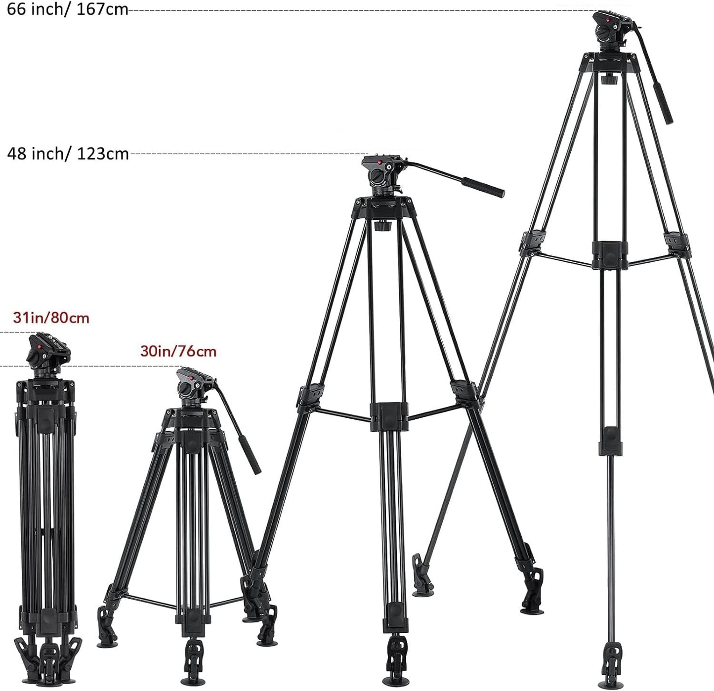 CAMBOFOTO 67 inch Video Tripod Heavy Duty Tripod with 360 Fluid Head,Mactrem Aluminum Tall Tripods Professional Compatible with Canon Nikon Sony DSLR Camera Camcorder Telescope Bnoculars