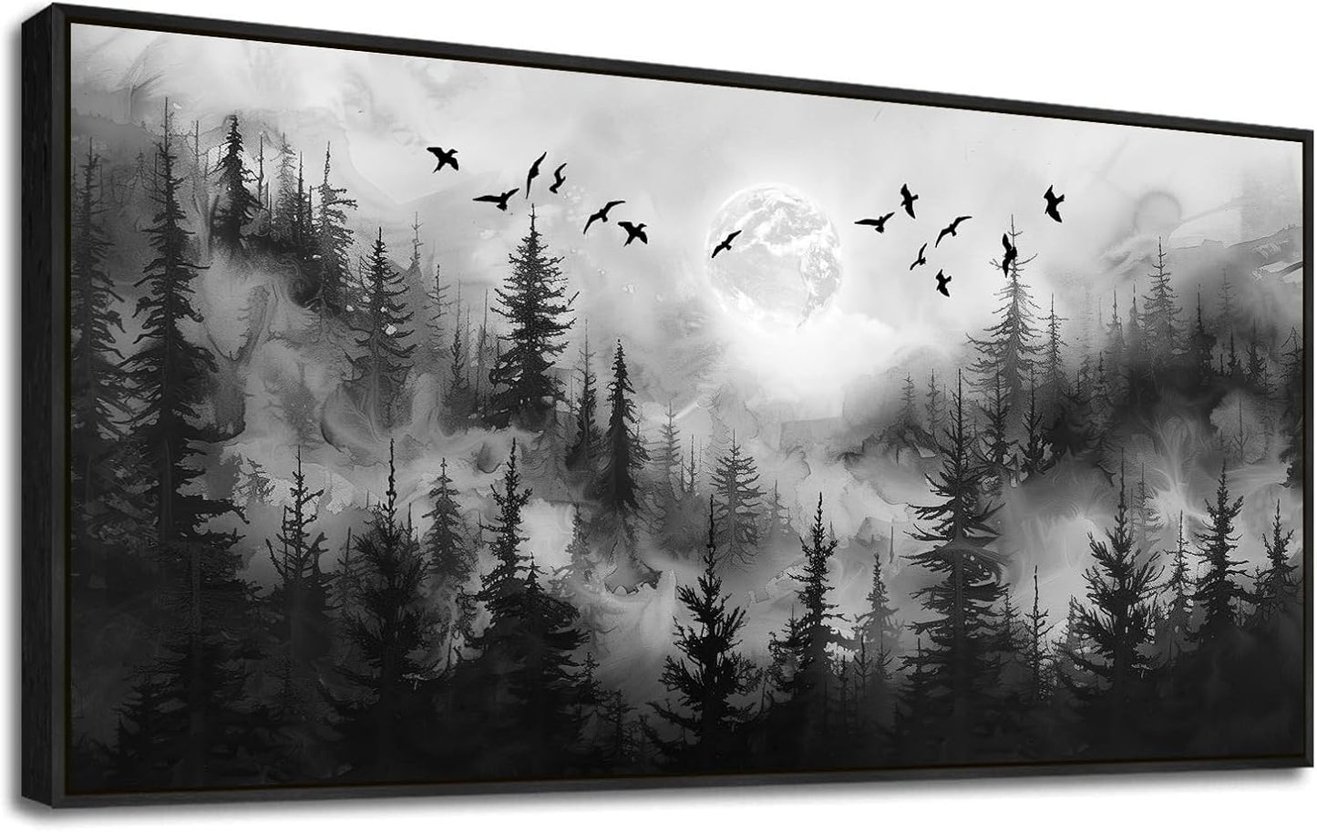 Forest Tree Painting 24' X 48' for Living Room Landscape Wall Art Canvas Prints Natural Scenery Pictures Home Decor Bedroom