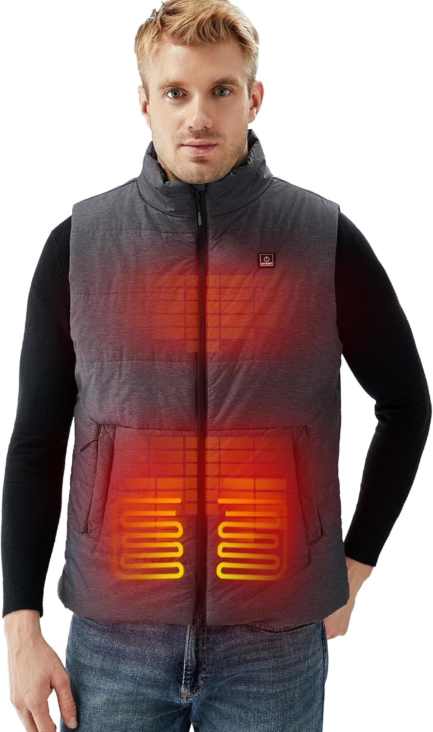 DEWBU Heated Vest for Men with 12V Battery Pack, Multiple Power Supply Methods Lightweight Heated Insulated Clothes (Large, Men's Grey)