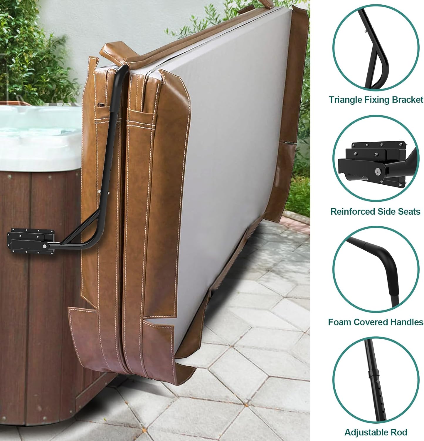Tocretoare Spa Cover Lifts, Hot Tub Cover Lift & Pivot Top Mount Spa Removal System Reinforced Bracket, Hydraulic Hot Tub