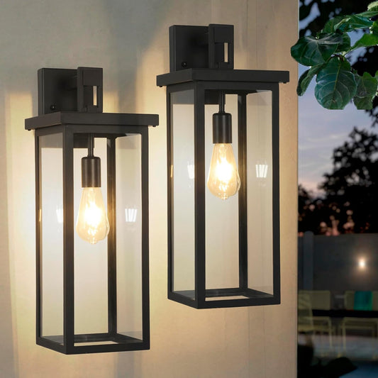 22IN Large Modern Exterior Lighting Fixtures with Clear Glass Shade, E26 Base Waterproof