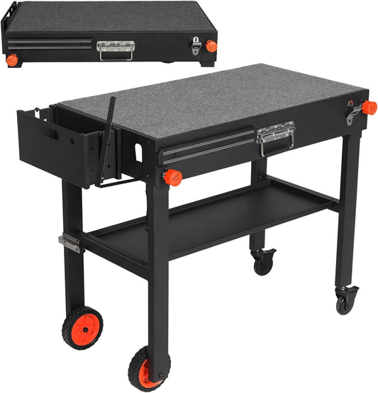 Portable Outdoor Grill Table, Grill Stand Solid and Sturdy 31" W x 17" D, Movable Kitchen Cooking Prep BBQ Cart with Wheels, Folding Grill Cart for Ninja Grill, Blackstone Griddle 17"/22" etc.