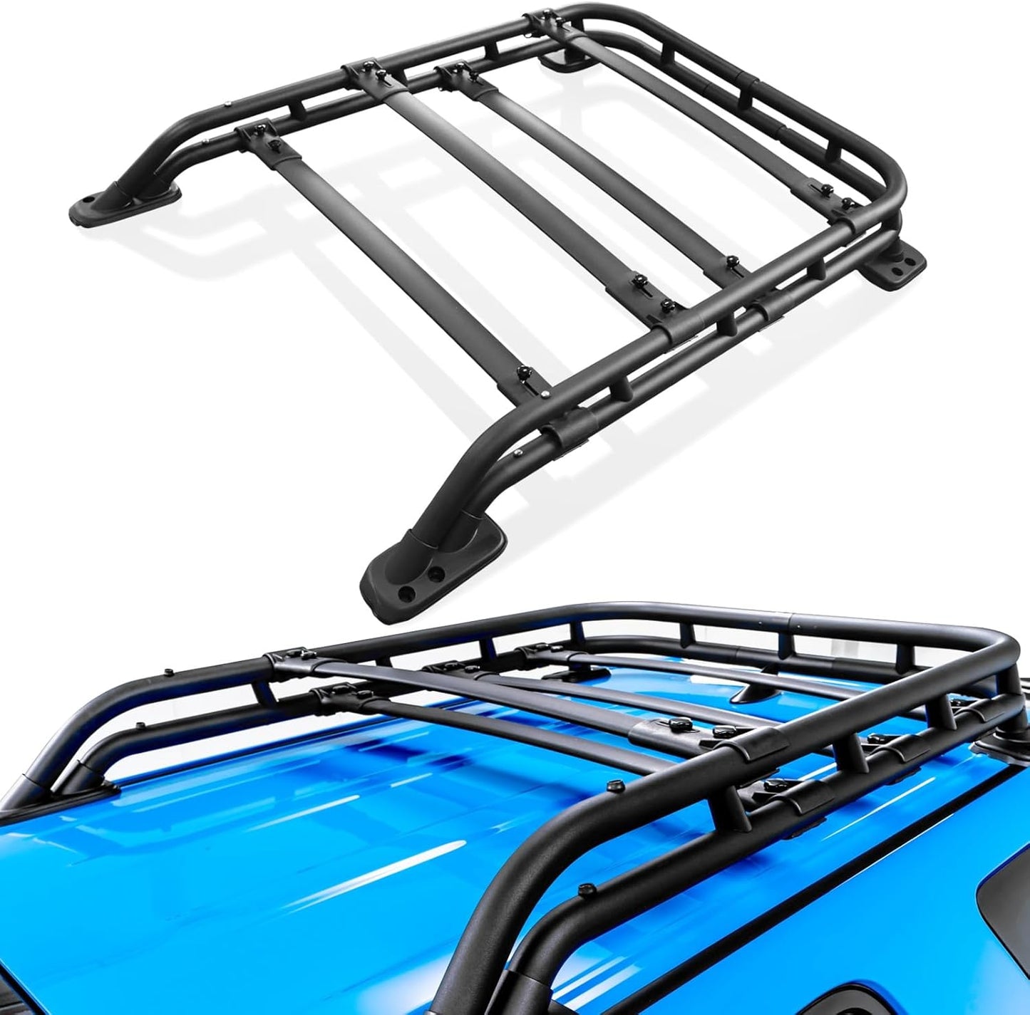 Trumgeta Heavy Duty Roof Rack Basket Fit for Toyota 4Runner 2010-2024 Cargo Carrier 350lbs Capacity Rooftop Luggage Rack Cargo Carrier Extra Bar for