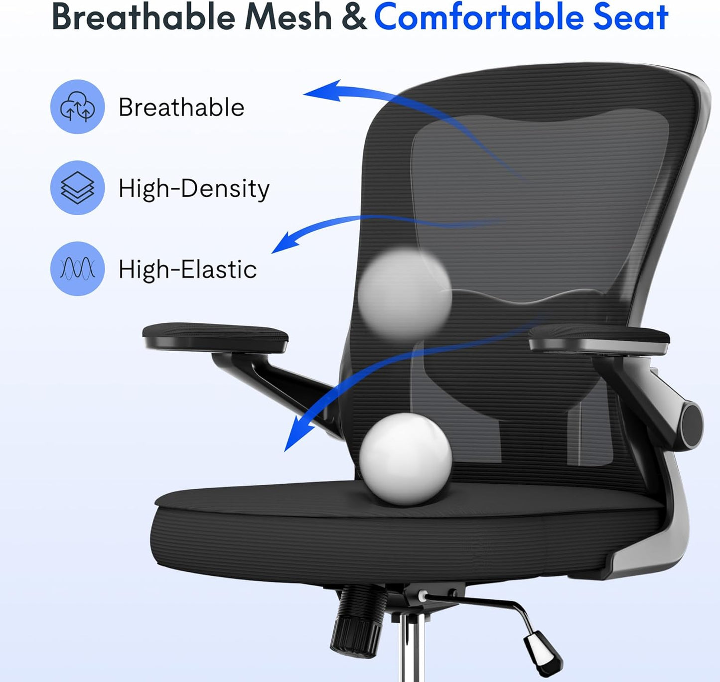 Big and Tall Mesh Office Drafting Chair,Comfortable Computer Chairs with Adjustable Lumbar Support and 3D Flip-Up Armrests,Standing Desk Chairs for