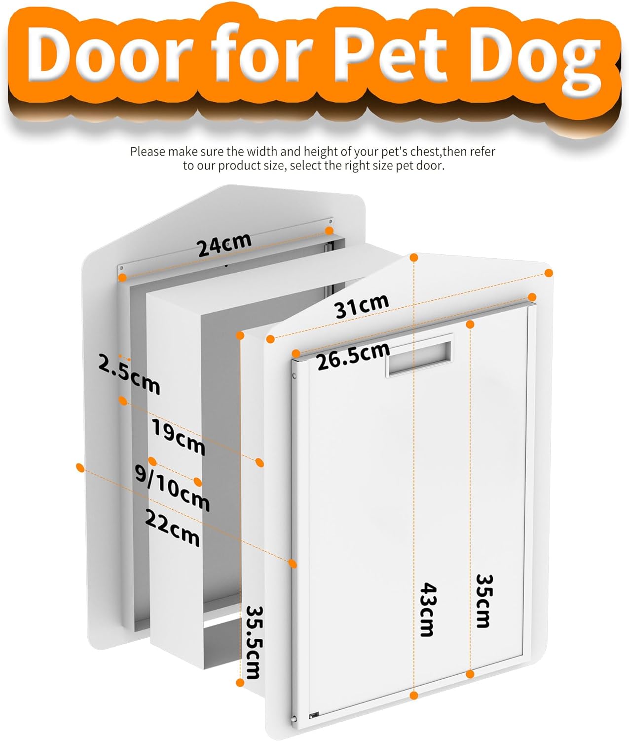 Stainless Steel/Aluminum Alloy Dog Door w/Vinyl Door for Dogs up to 100lbs