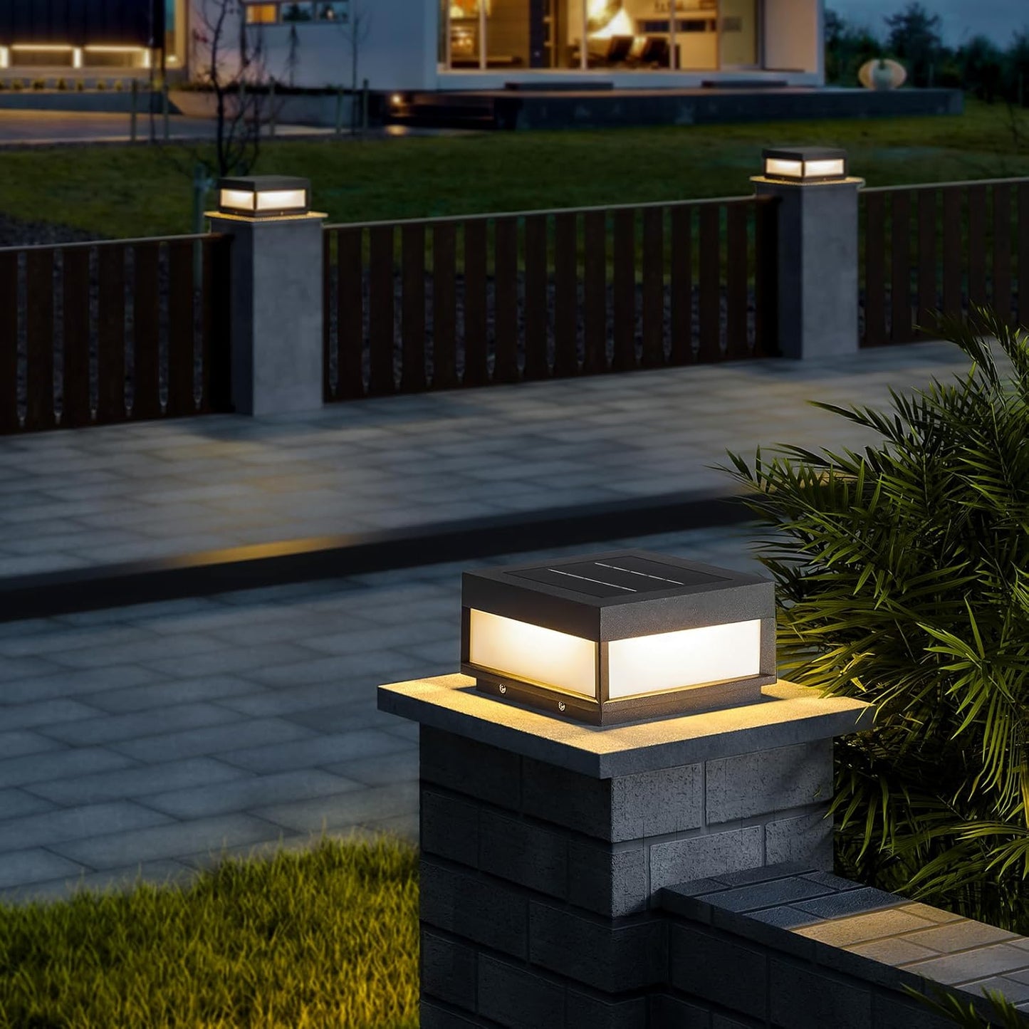 PAKEDANDUN Outdoor Solar Post Light Modern Fence Deck Cap Light Solar Pillar Column Lamp IP65 Waterproof 3000K Luxury L