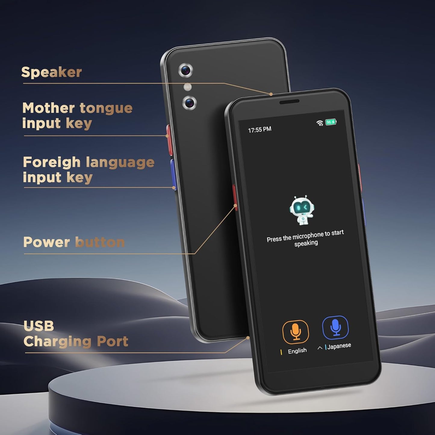 AI Language Translator Device,Voice RecorderTwo Way Real-Time Voice Translation,Support 139 Languages,ChatGpt Online/Offline&Recording&Photo