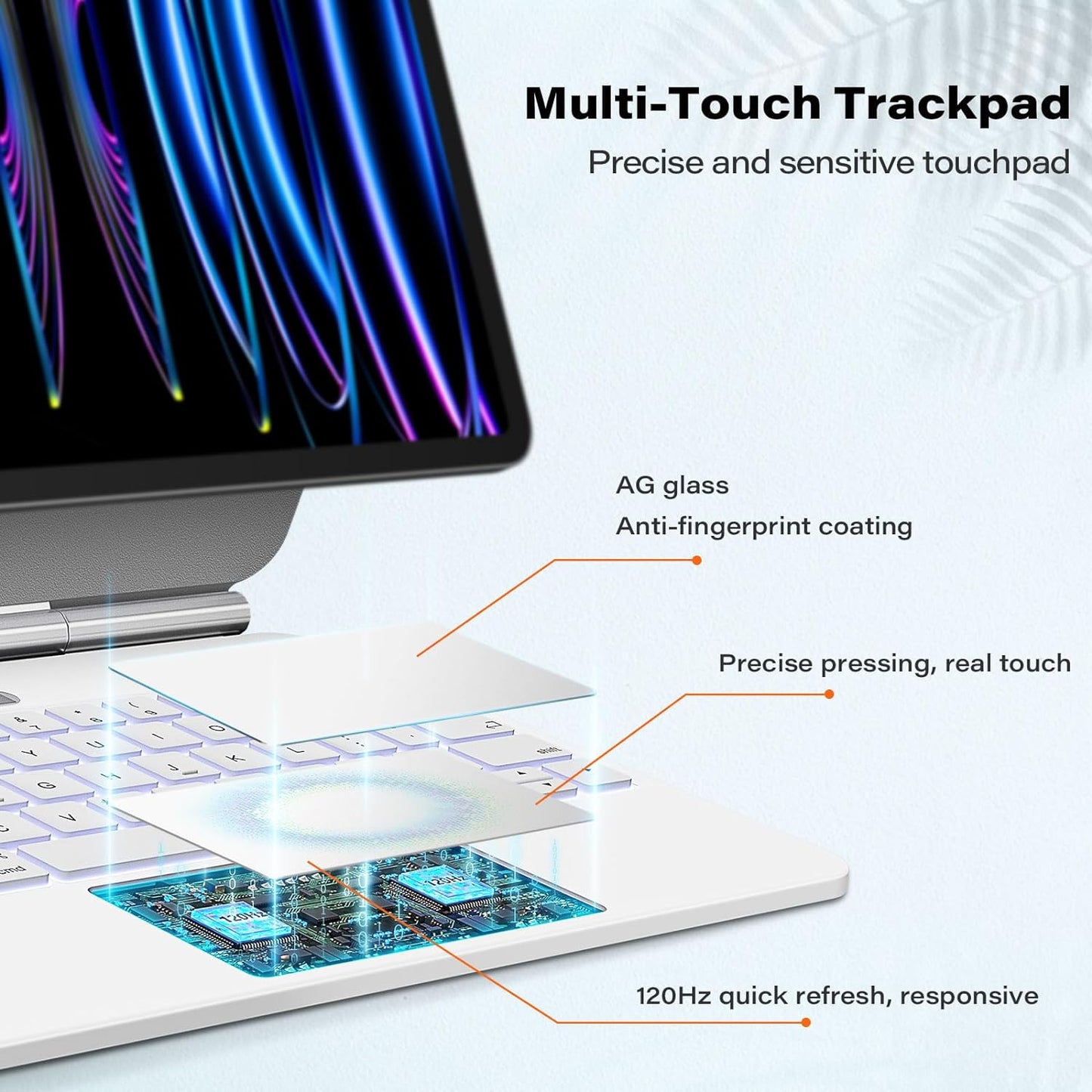 Keyboard for iPad Pro 11 inch (1st, 2nd, 3rd, 4th Gen) and iPad Air (4th, 5th Gen), Floating Cantilever Stand with Trackpad Backlit Keyboard, Bluetooth.