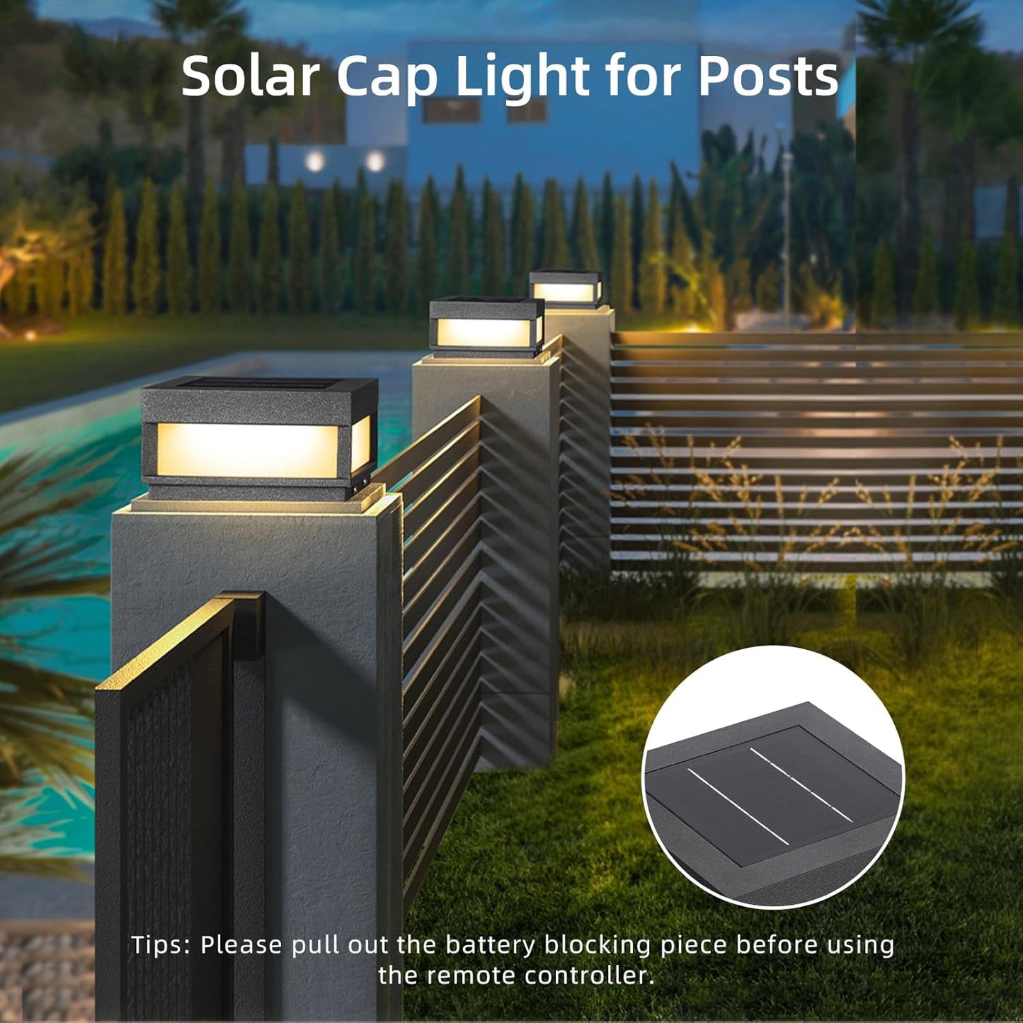 PAKEDANDUN Outdoor Solar Post Light Modern Fence Deck Cap Light Solar Pillar Column Lamp IP65 Waterproof 3000K Luxury L