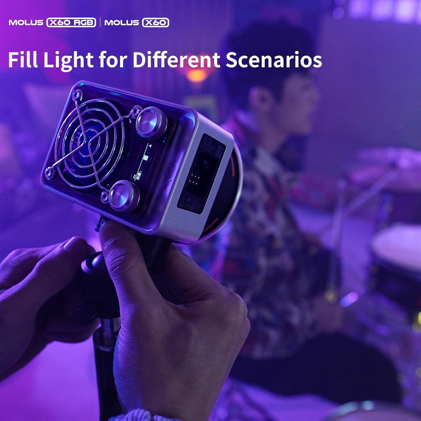 Molus X60 [Official] 60W Bi-Color Combo Video Light with Grip Battery, Portable COB Photography Lighting on Camera, AP