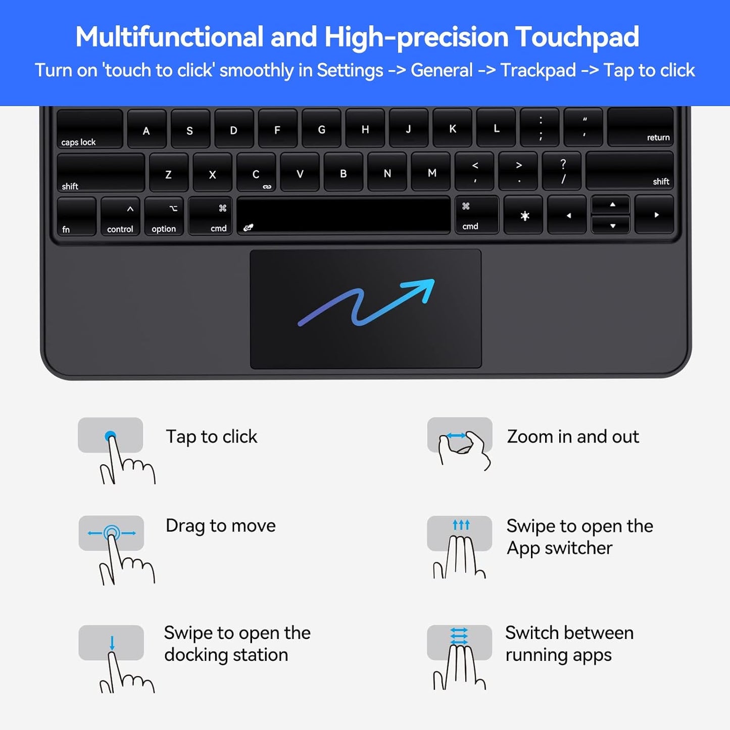 AUSDOM iPad 12.9 Pro Case with Keyboard, Magic-Style Magnetic Floating Wireless Keyboard Case for iPad Pro 12.9-inch (3rd, 4th, 5th and 6th Gen),