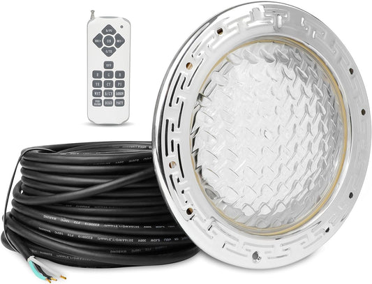LED RGBW 10 Inch 120V AC Pool Lights for Inground Pool, Led Lights for Inground Pool with 100 Foot Cord for 10 inch Wet Niche, UL Listed with Remote Controls