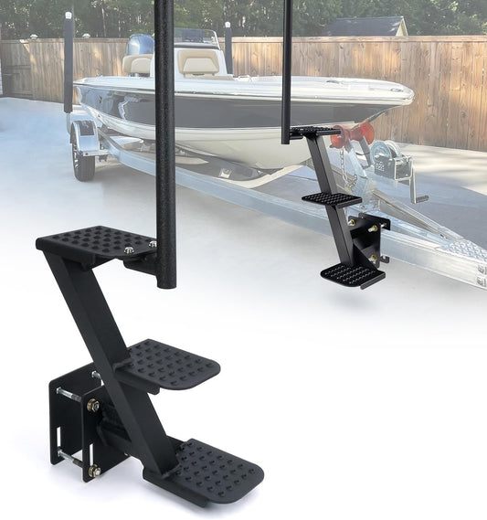 Heavy-Duty Boat Trailer Steps with Handle, Easy Installation,Universal Fits for Trailers Tongue Step