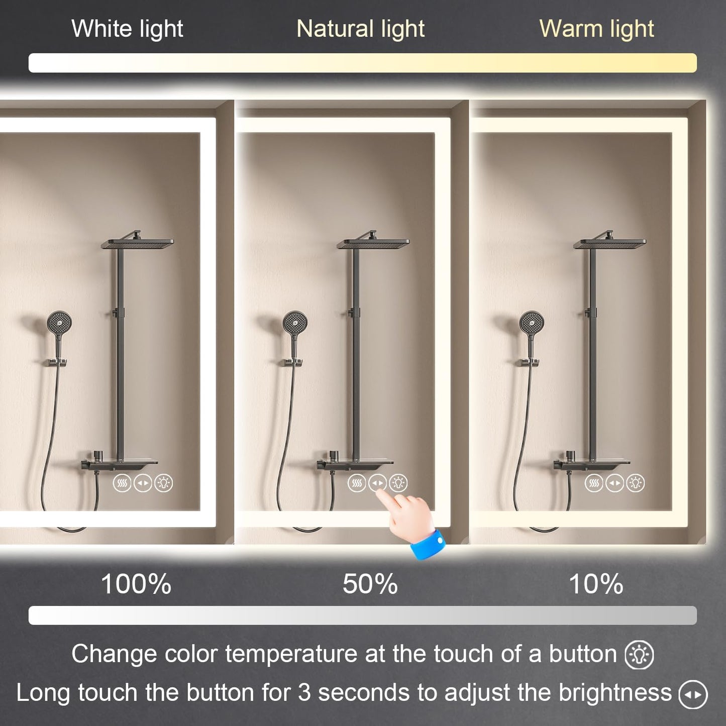 LED Bathroom Mirror 36 x 30 Inch Anti-Fog Bathroom Mirror with Led Illuminated Mirror, Wall Mounted Lighted Vanity Mirrors for