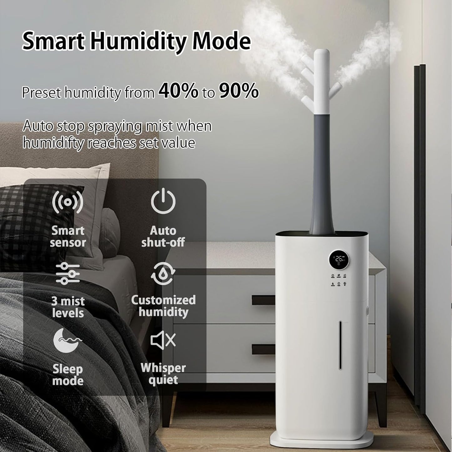 Large Humidifier, Humidifiers for Bedroom Large Room, YOKEKON 5.3Gal/20L Large Humidifiers for Home 3000 sq ft, Whole House Humidifiers Industrial Commercial Humidifier with 360 Nozzle Sets