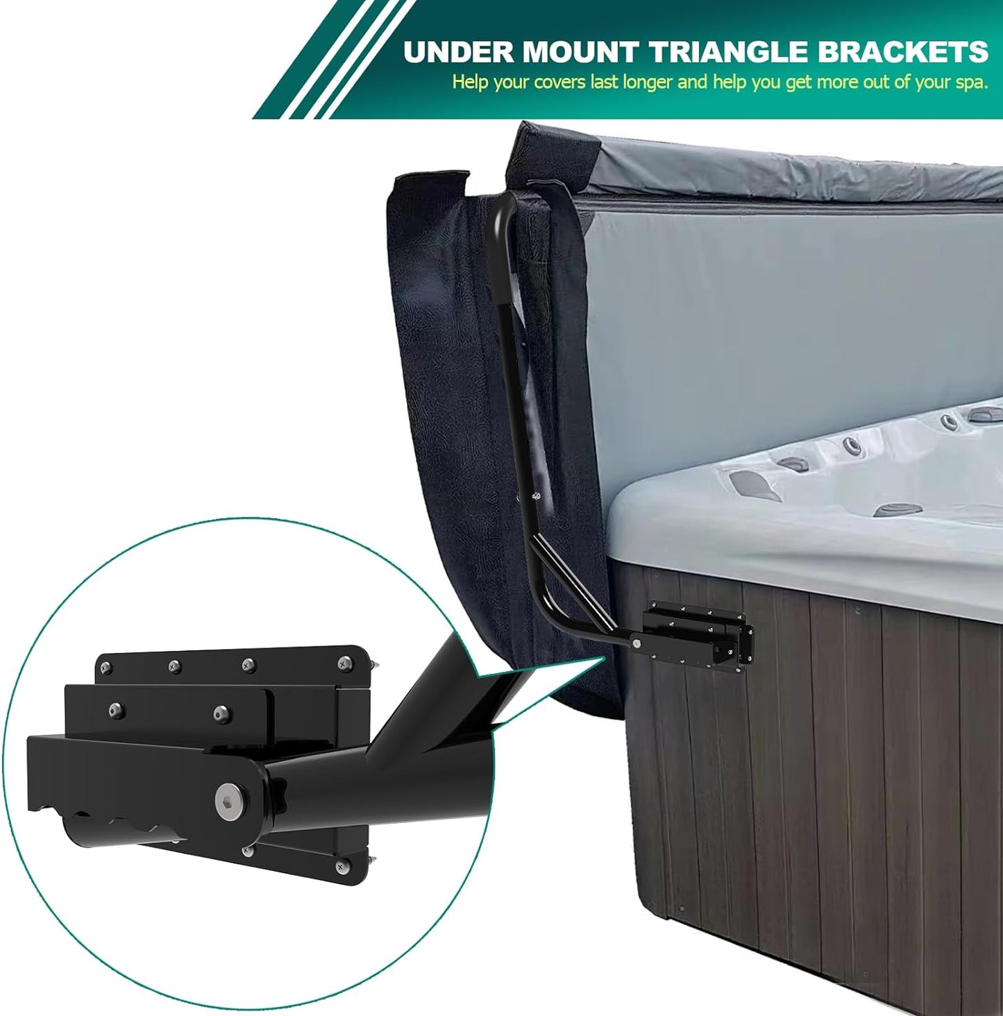 Tocretoare Spa Cover Lifts, Hot Tub Cover Lift & Pivot Top Mount Spa Removal System Reinforced Bracket, Hydraulic Hot Tub