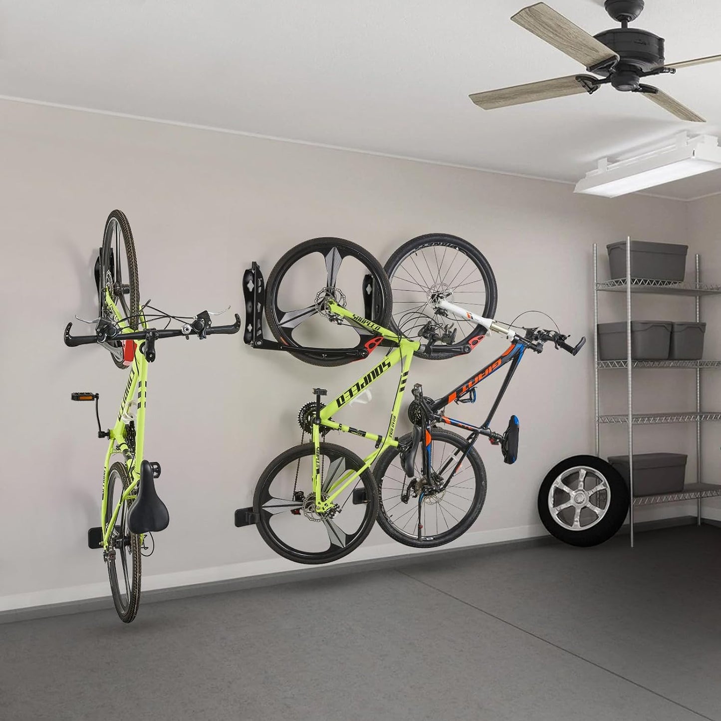 Bike Racks, No Lifting, Wall Mounted Bike Storage with Swivel, 4 Pack