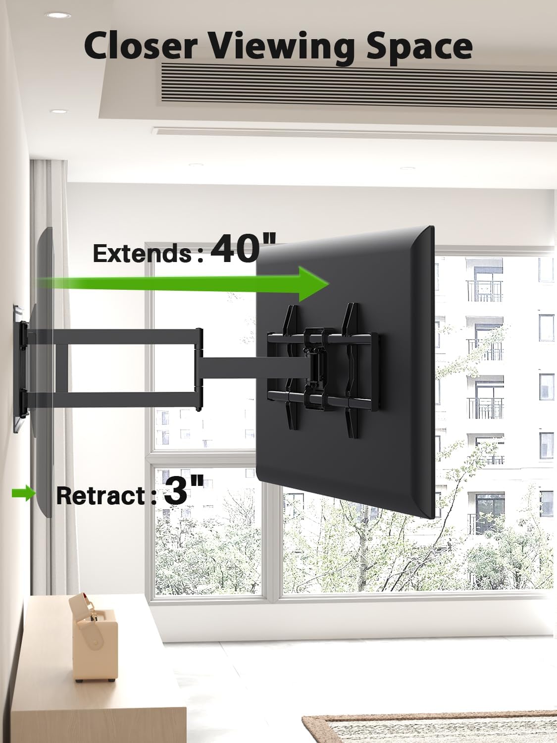 Mount Long Arm Full Motion TV Wall Mount for Most 42-90 inch TV 40 Inch Extension TV Mount, TV bracket with 90 degree Swivel Up to 150lbs