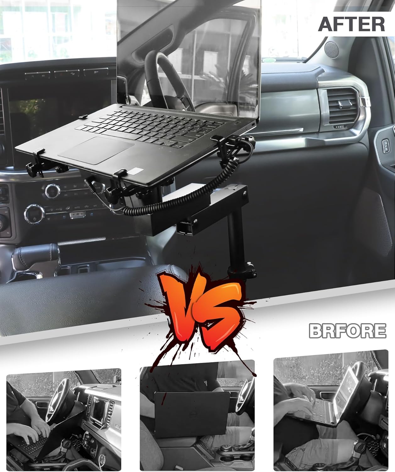 MELIPRON Vehicle Laptop Mount Fit for Ford F150 250 350 Truck Laptop Stand Holder for Passenger Seat Fit Laptops Up to 17&#34;