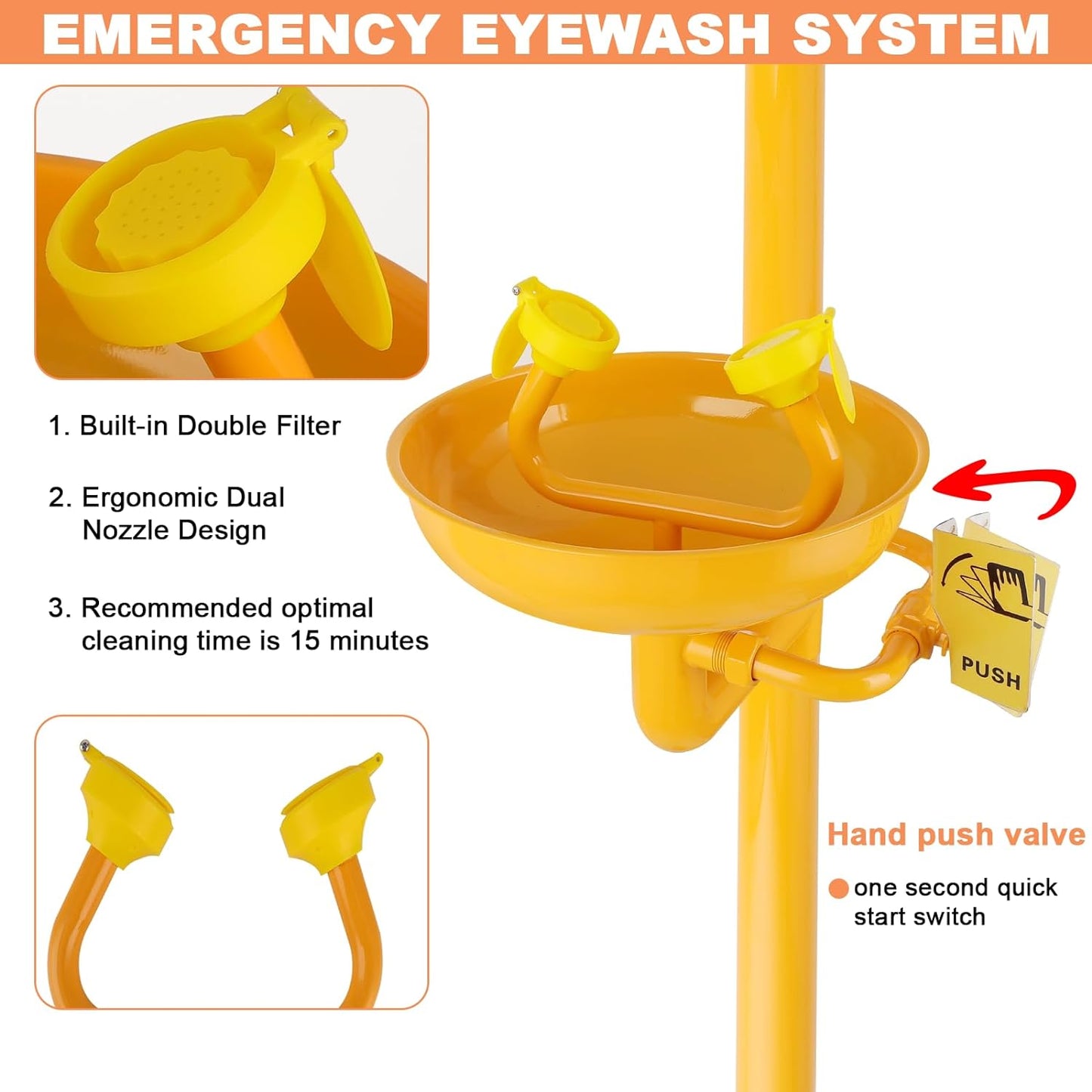 Eye Wash Shower Station Yzzwer - OSHA Approved Emergency Safety Eye Wash and Shower Combination Kit First Aid Eyewash