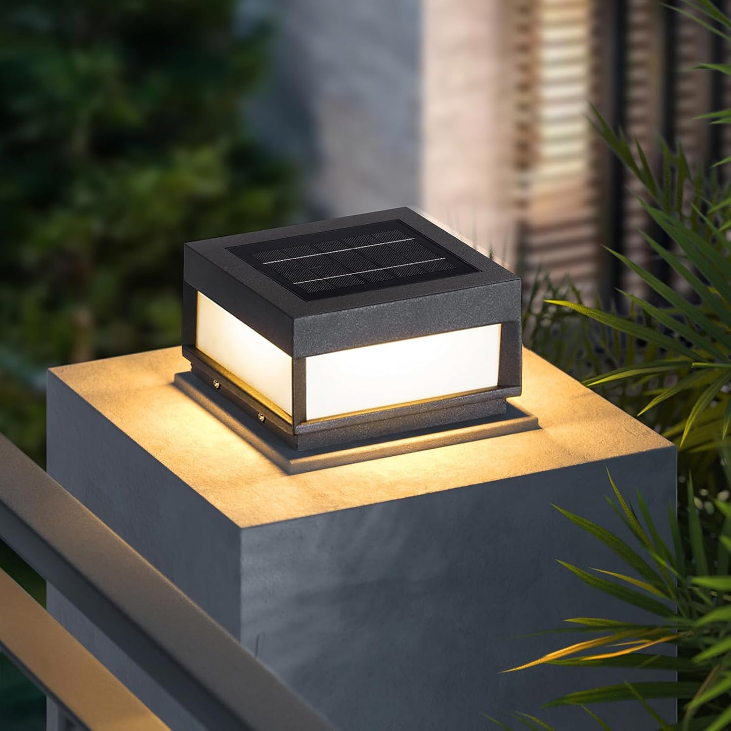 PAKEDANDUN Outdoor Solar Post Light Modern Fence Deck Cap Light Solar Pillar Column Lamp IP65 Waterproof 3000K Luxury L