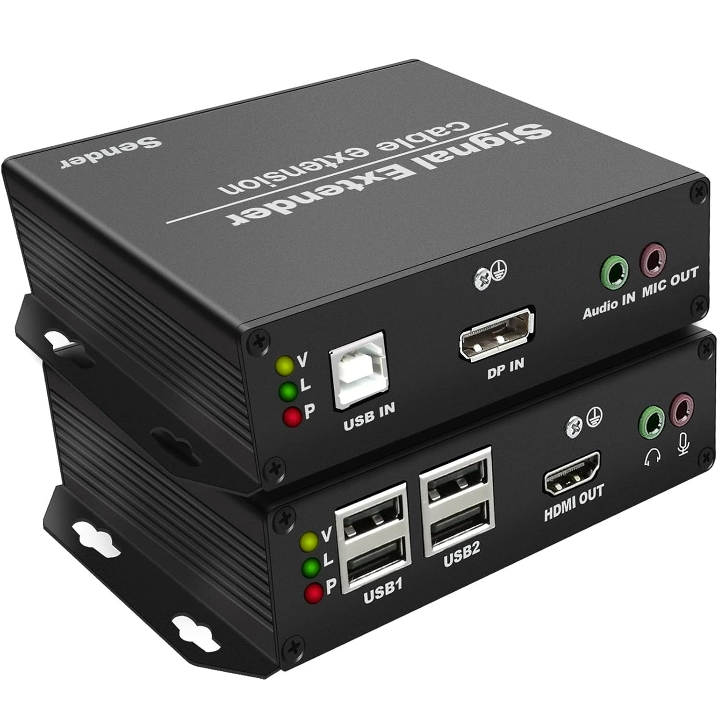 LornCeng 4K DP to HDMI KVM Extender Over Cat5e/6/7 up to 394ft, DisplayPort to HDMI Ethernet Extension Over IP Zero Latency Support 3D 4K@30Hz, HDMI