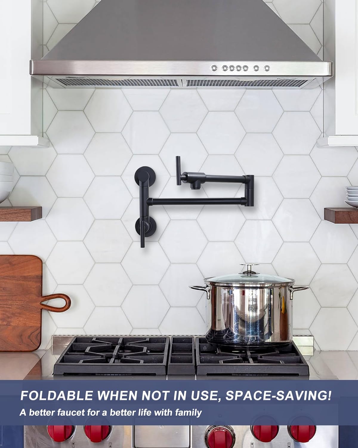 Wall Mounted, Single Hole, Folding Pot-Filler w/2 Attachments
