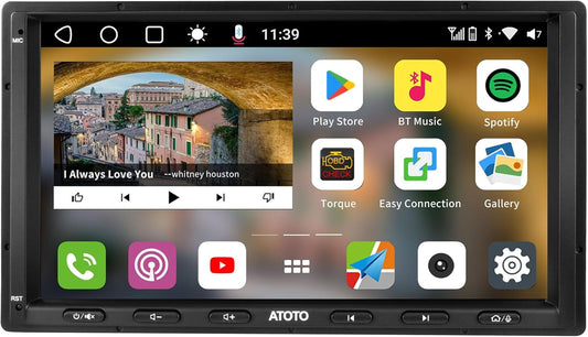 S8 7inch Android Double Din Car Stereo Receivers, Wireless CarPlay & Wireless Android Auto, Dual Bluetooth, Built-in 4