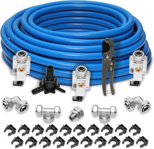 Howaoo Compressed Air Piping System, 3/4 inch x 100 Feet, HDPE-Aluminum Compressed Air Line Kit for Garage Connect Air Compr