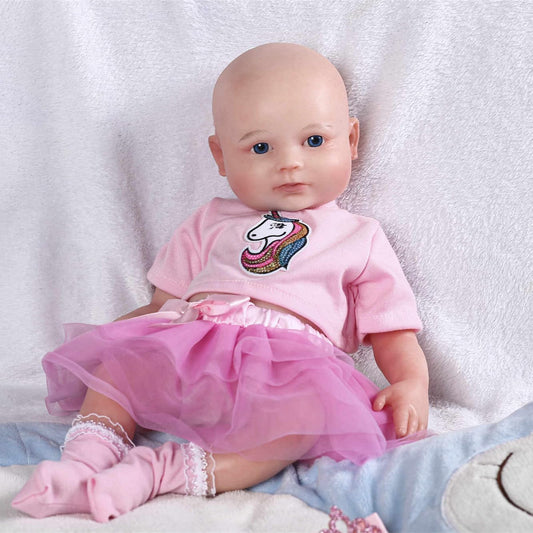 SERENDOLL 17 inch Realistic Full Silicone Baby Doll,Lifelike Reborn Baby Dolls, Toy, and Collectible.Bald Girl 033