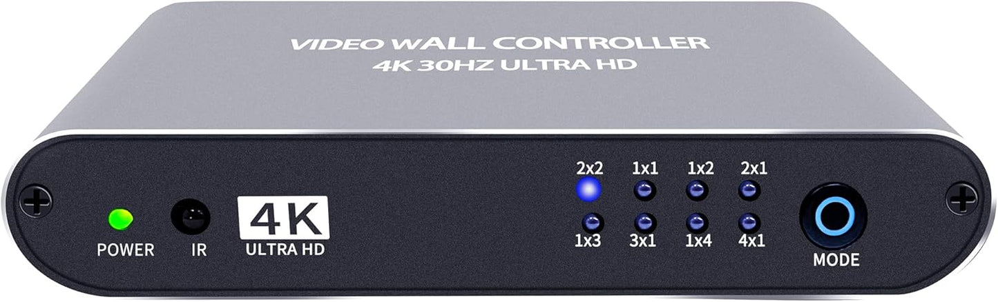 Video Wall Controller 2x2 4K UHD TV Wall Controller 1X2 2X1 1X3 3X1 1X4 4X1 Support 4K30 HDMI Input for max 4 TV Splicing Dis