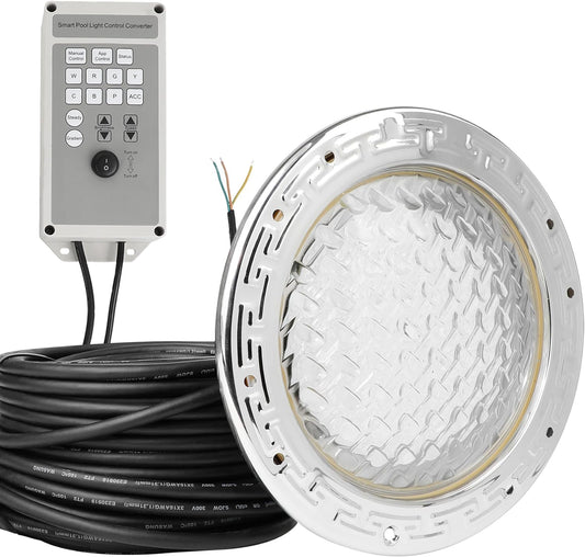 LED RGBW 10 Inch 120VAC Pool Lights for Inground Pool, Led Lights for Inground Pool with 100 Foot Cord for 10 inch Wet Niche, UL Listed with Controller and APP Control
