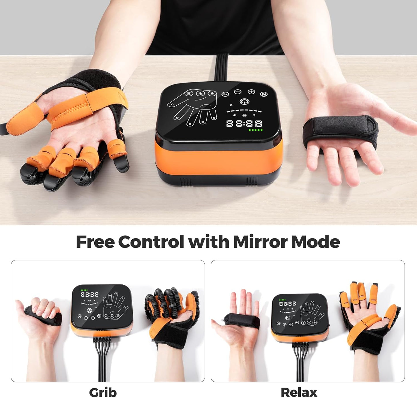 Stroke Recovery Equipment Hand Paralysis Rehabilitation Finger Rehab Robotic Gloves For Stiffness Paralyzed Hand Training At Home(Right Hand-M)